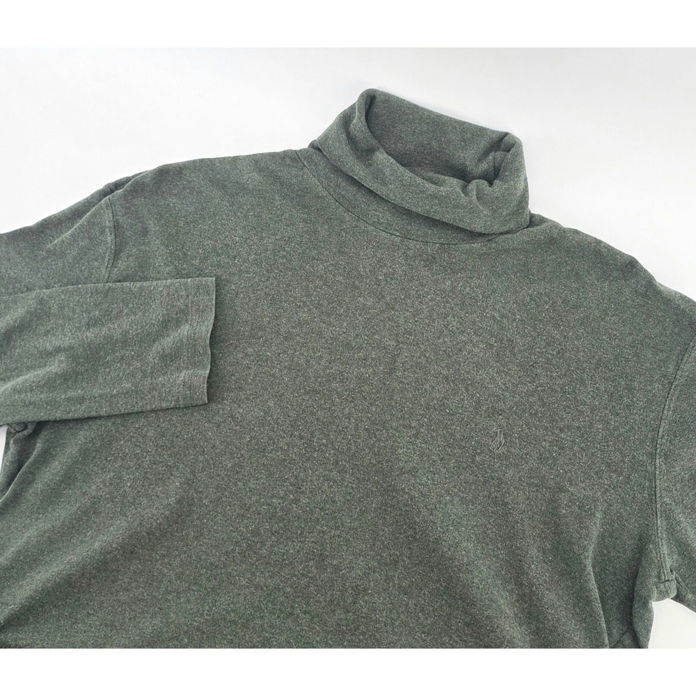 Polo Ralph Lauren Vintage Turtleneck Shirt Size Large Mens Olive Green Cotton